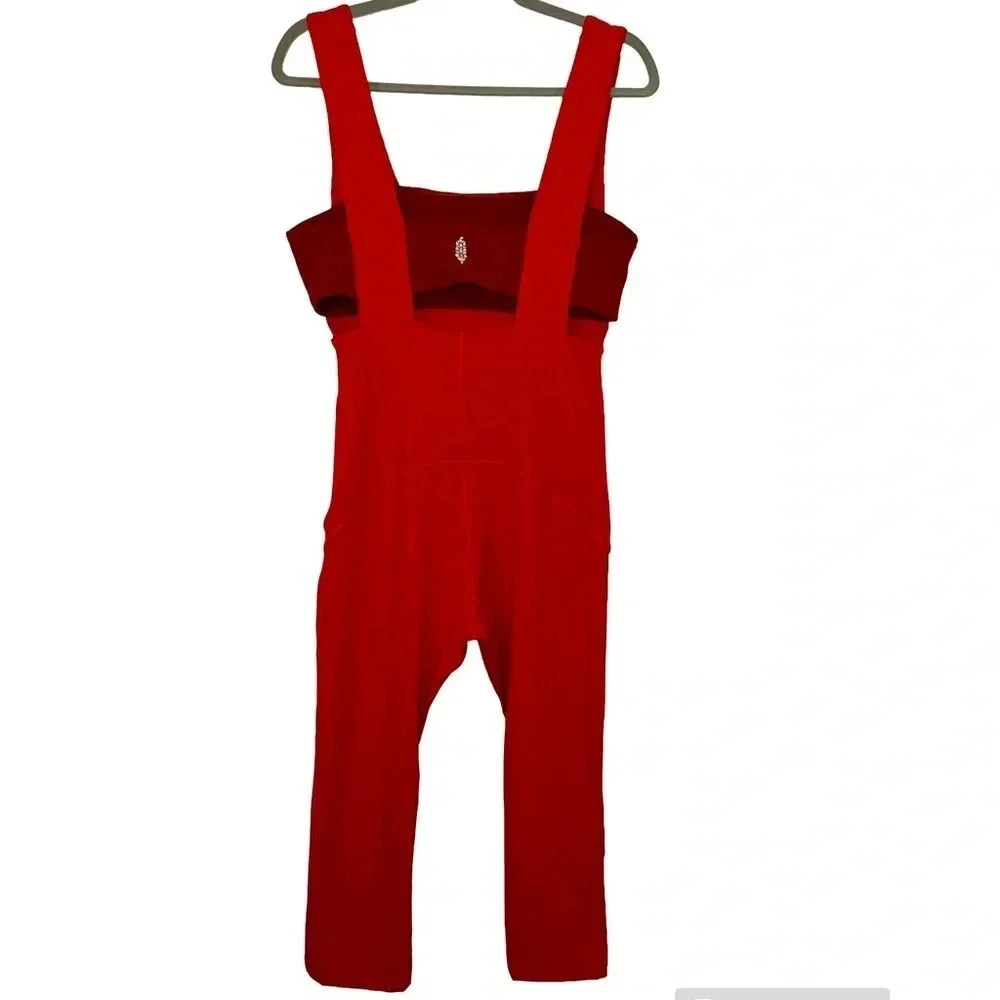 Free People Movement She’s A Maniac Jumpsuit in Red